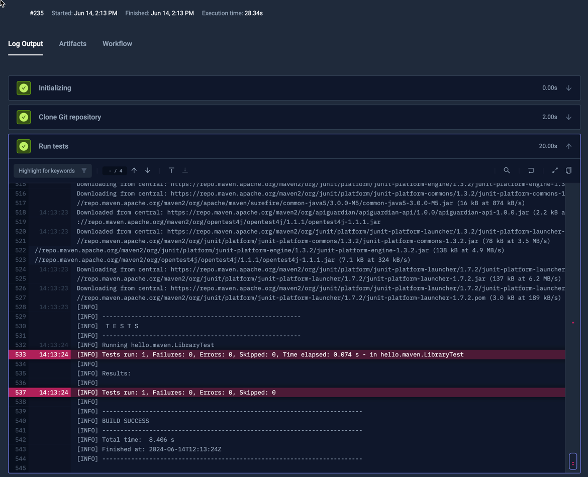 Maven Log Output